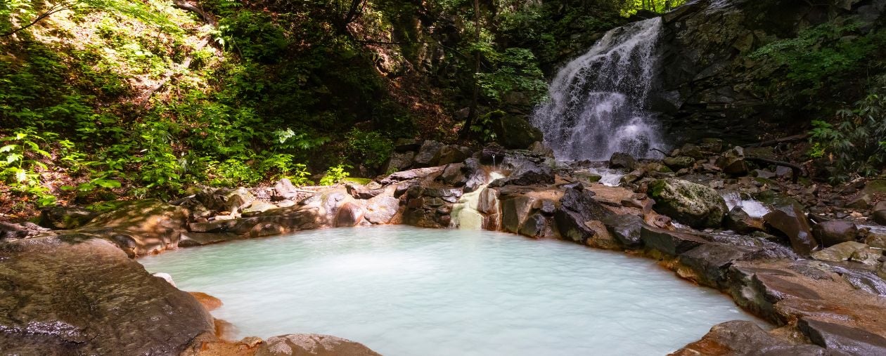 休暇村岩手網張温泉 — 岩手・雫石 網張温泉 · 千三百年の白濁硫黄泉、岩手山南麓の網張五湯