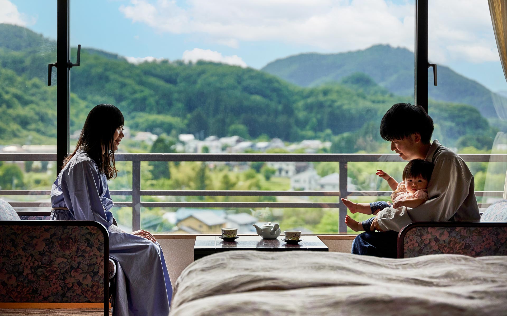 奥州秋保温泉 蘭亭 — 仙台・秋保温泉 · 高台に建ち山並みを望む露天付き客室の湯宿